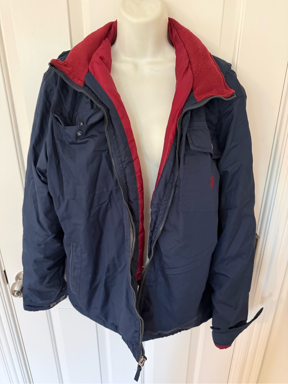 U.S. Polo Assn. Navy Jacket with Red Lining - Y2K